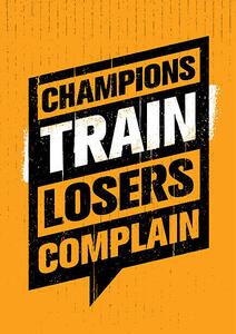 Illustrazione Champions Train Losers Complain Speech Bubble, subtropica, (26.7 x 40 cm)