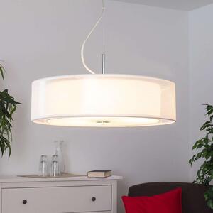 Lindby lampada a sospensione Pikka, bianco, tessuto, Ø 50 cm, E27