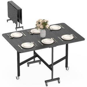 HOMCOM Tavolo da pranzo pieghevole da cucina per 4-6 persone con 6 rotelle e freni