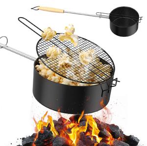 Padella per popcorn da utilizzare all'aperto, Acciaio al carbonio con rivestimento antiaderente