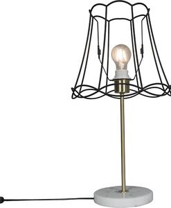 QAZQA - Lampada da tavolo retrò in ottone con paralume nero 30 cm - Kaso I soggiorno I camera da letto - acciaio rotondo - LED adatto E27