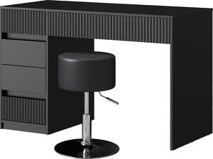 Tavolino da toeletta Vicco Omira Nero 120 cm senza specchio, con sgabello, Model 50581