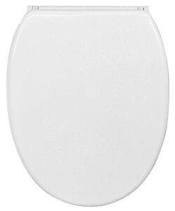 Sedile WC SANILO® con chiusura ammortizzata e chiusura rapida, bianco glitterato, coperchio WC direttamente dal produttore, coperchio per WC, sedile WC, coperchio per WC