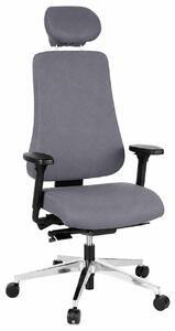 Sedia da ufficio / Poltrona direzionale Pro-Tec 400 in tessuto antracite con struttura in alluminio lucido