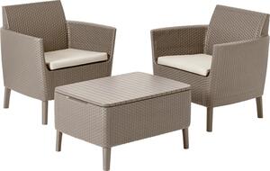 Keter Set di mobili da balcone Set di sedute Salemo 3 pezzi marrone beige