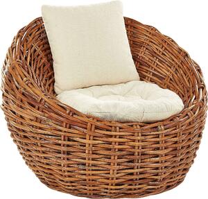 BELIANI Poltrona da giardino in rattan naturale con cuscino in poliestere Mobili da esterno dal design moderno
