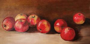 Illustrazione Acrylic painting with eight red apples, mitza, (40 x 20 cm)