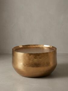 Tavolino orientale "Aniene": struttura martellata, alluminio, cavo, carico massimo 40 kg, verniciato color oro. Oro, 60x60x35 cm | Kadima Design