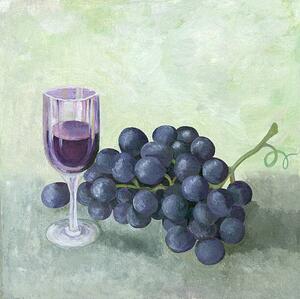 Illustrazione Oil painting of red wine grapes, mitza, (40 x 40 cm)