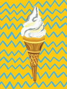 Illustrazione Ice Cream Yellow Zigzag, Alice Straker, (30 x 40 cm)