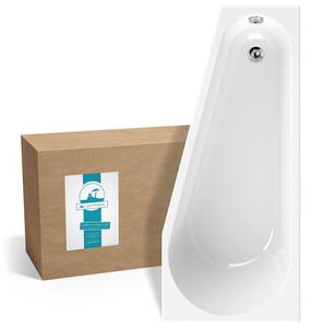 Calmwaters® Vasca da bagno angolare salvaspazio 160x70 cm, vasca in acrilico Essential Small, vasca da bagno salvaspazio con scarico a sinistra, dimensioni 160 x 70 cm, vasca da bagno angolare bianca, 02SL3328