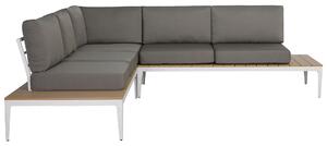 Set di divani angolari da giardino BELIANI Cuscini grigi Tavolo a doghe Design 5 posti Conversazione moderna