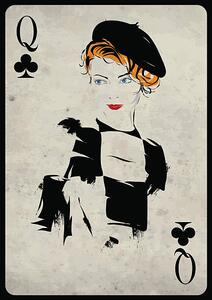 Illustrazione The girl in retro style Playing card, Verlen4418, (30 x 40 cm)