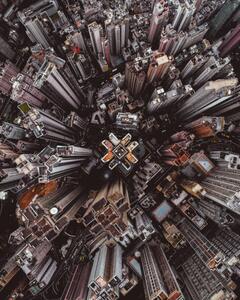 Fotografia artistica Aerial perspective of skyscrapers in Mid, Abstract Aerial Art, (30 x 40 cm)
