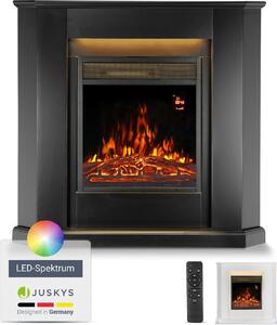 Caminetto elettrico Juskys 1000 / 2000 W - Caminetto ad angolo con riscaldamento, LED e timer - Nero