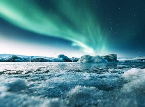 Fotografia artistica aurora borealis in iceland at jakulsarlon, franckreporter, (40 x 30 cm)