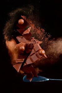 Fotografia artistica Broken chocolate pieces balancing on a, Dina Belenko Photography, (26.7 x 40 cm)