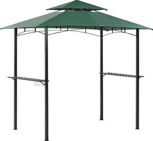 BELIANI Gazebo in tessuto verde scuro Acciaio nero 240 x 148 cm Struttura in metallo Tettoia con ganci e mensole Tenda gazebo da giardino