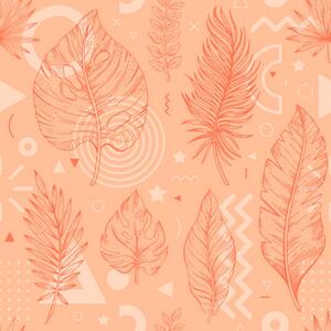 Fotografia artistica 2024 peach palm leaf color pattern, o-che, (40 x 40 cm)