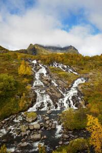 Fotografia Lofoten waterfall on Moskenesoya Lofoten Norway, miroslav_1, (26.7 x 40 cm)