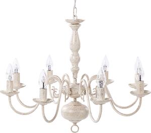 BELIANI Lampadario in ferro bianco crema e dorato con 8 fiamme in stile vintage glamour