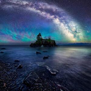 Fotografia artistica Milky Way Over Hollow Rock, Matt Anderson Photography, (40 x 40 cm)