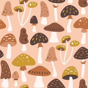 Fotografia artistica Mushrooms Seamless Pattern, insemar, (40 x 40 cm)