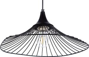 BELIANI Lampada a sospensione in metallo nero sembra paralume con griglia a imbuto per soggiorno-sala da pranzo in stile minimalista