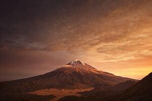Fotografia artistica Sunset over mountain, (40 x 26.7 cm)