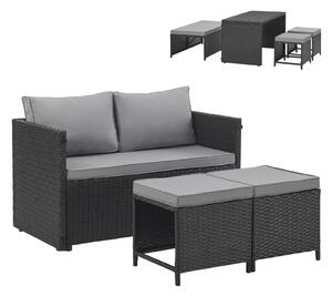SVITA ATHINA Set di mobili da giardino per esterni Set di mobili da balcone Polyrattan Nero