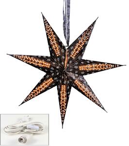 Stella illuminata nera a 7 punte stella di carta velluto decorazione stella di Natale lampada stella