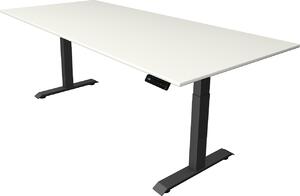 Scrivania Kerkmann Move 4 regolabile in altezza elettricamente, bianca, rettangolare, con base a T grigia, 225,0 x 100,0 cm
