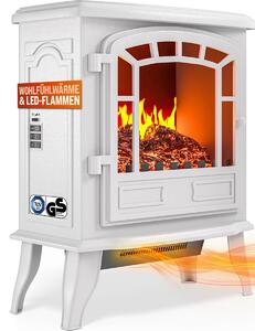 MONZANA® caminetto elettrico con riscaldamento caminetto fuoco LED 2000W termoventilatore elettrico stufa elettrica con fiamme caminetto decorativo, colore:bianco