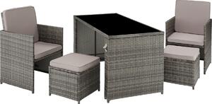 Set da giardino in rattan tectake - Polyrattan resistente ai raggi UV, cuscini idrorepellenti