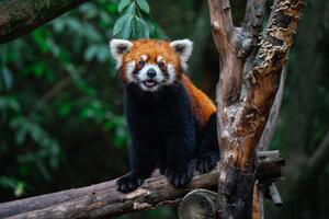 Fotografia Red Panda close-up of a bear on a tree, Jackyenjoyphotography, (40 x 26.7 cm)