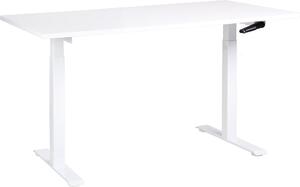 BELIANI Scrivania regolabile in altezza bianca struttura in acciaio bianco 160 x 72 cm regolazione manuale in altezza scrivania moderna per ufficio