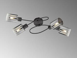 Bellissima plafoniera LED 4flame lunga 79 cm di colore nero con paralumi in vetro fumé