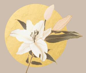 Illustrazione Lily flower pattern with golden metallic, Svetlana Moskaleva