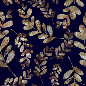Illustrazione branches and leaves with golden texture, dnapslvsk, (40 x 40 cm)