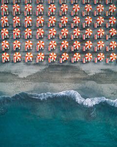 Fotografia Aerial shot showing rows of beach, Abstract Aerial Art, (30 x 40 cm)