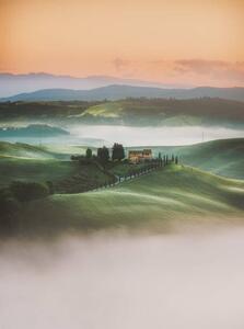 Fotografia artistica Tuscany sunrise landscape view of green, serts, (30 x 40 cm)
