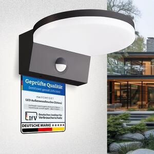 Lampada da parete a LED per esterni Zirkon, nera con rilevatore di movimento, bianco neutro 4000K, 15W, IP65, 1600lm, angolo di emissione 120°, sensore 140° portata 9m