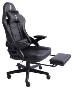 Sedia da gaming dal design moderno in stile racing con poggiapiedi estraibile; sedia da gaming con braccioli regolabili; sedia da scrivania ergonomica con cuscino di sostegno aggiuntivo; colore: nero