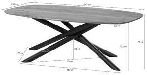 MASSIVMOEBEL24 | Tavolo da pranzo in legno di Acacia 240x100x76 Laccato naturale gambe mikado rotonde