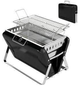 Griglia per barbecue Outsunny in acciaio inossidabile, modello affumicatore, con griglia e maniglia, colore nero