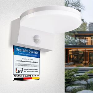 Lampada da parete a LED per esterni Zirkon, bianca con rilevatore di movimento, bianco neutro 4000K, 15W, IP65, 1600lm, angolo di emissione 120°, sensore 140° portata 9m