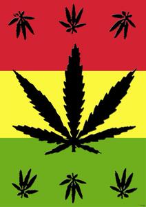 Posters, Stampe Marijuana Leaf - On rasta colours