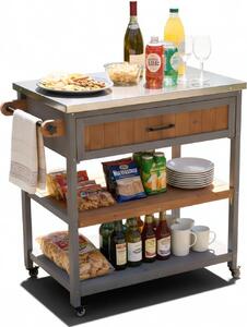 Carrello di servizio Coemo Grillstation James S Grigio Isola da cucina in legno, su ruote 82 x 53 x 92 cm