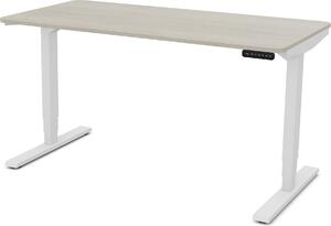Scrivania ASSMANN regolabile elettricamente in altezza Y-Line Curved Oak Polar White, 140x70cm, funzione memoria, motorizzazione a 2 ripiani