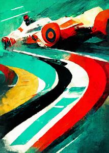 Stampa d'arte Formula 1 green red, Justyna Jaszke, (30 x 40 cm)